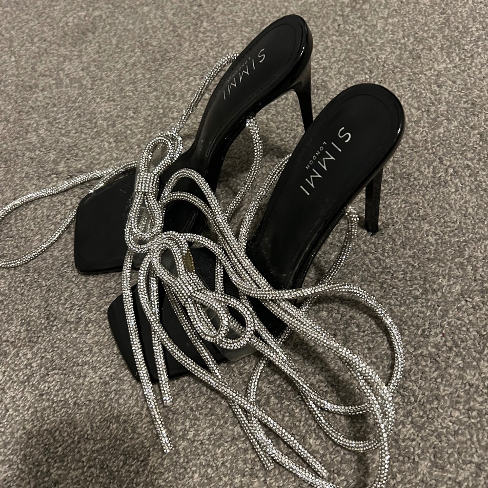 Simmi London black rhinestone heels
